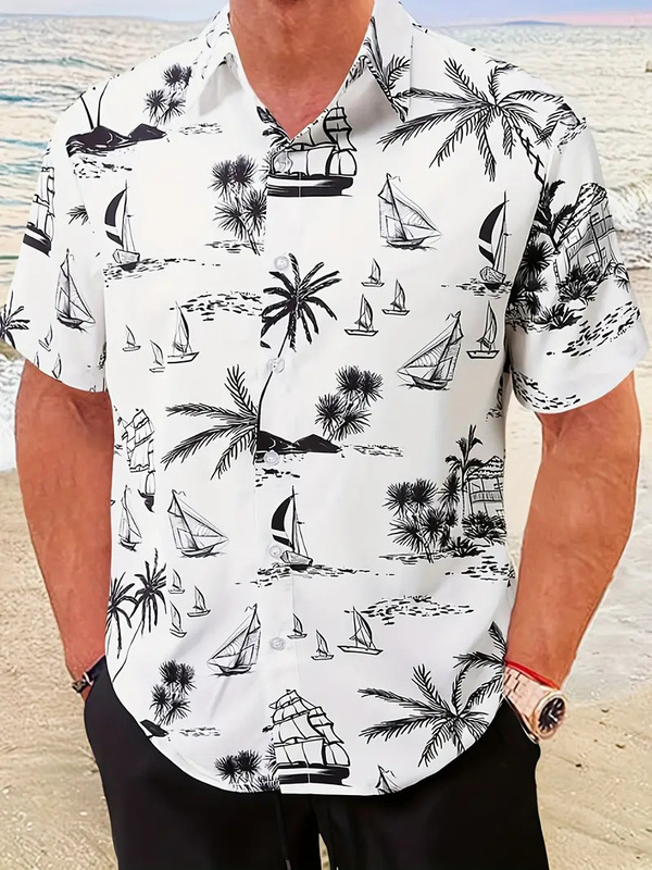 新潮酷春季夏季新款时尚男装男士短袖衬衫上衣开衫跨境源头工厂|undefined