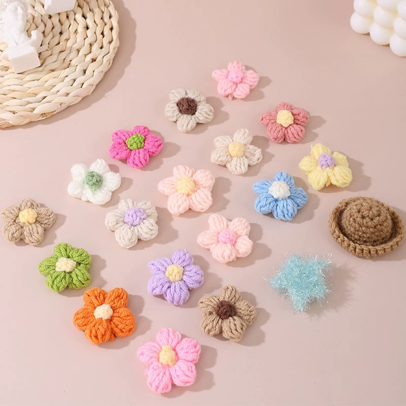 Woven knitted brooch handmade, accessory, accessories, flowered