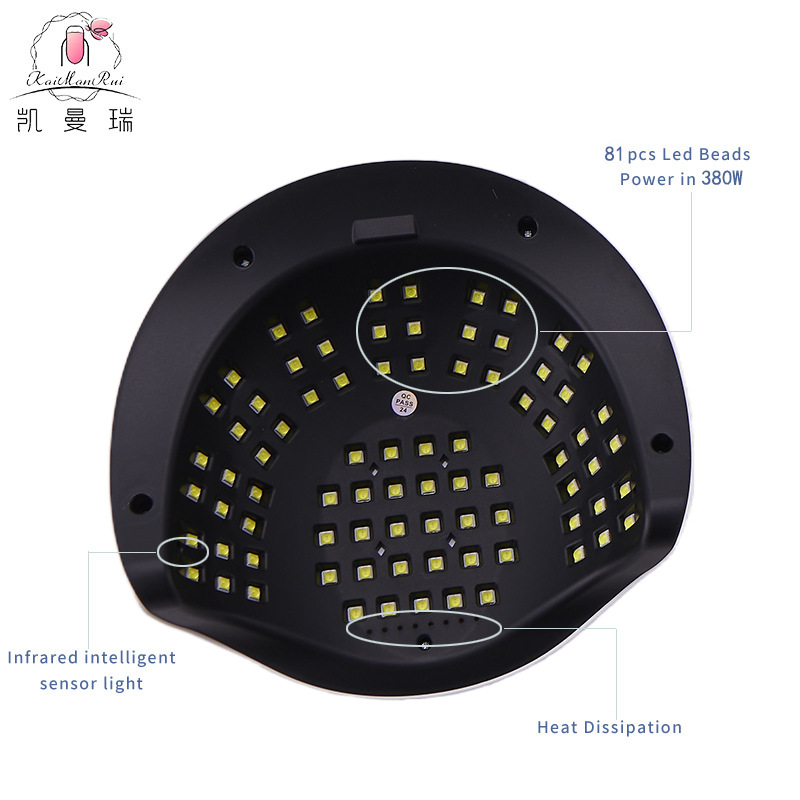 Lámpara de manicuras transfronteriza de alta potencia 380W con lámpara de pegamento de manicuras portátil, lámpara de horneado de manicuras, lámpara de fototerapia inteligente especial para secado rápido