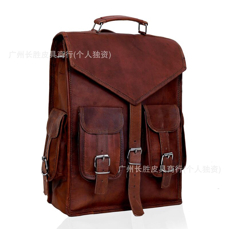Cross-Border Artificial Leather Unisex Laptop Backpack Retro Fashion Portable Durable Backpack