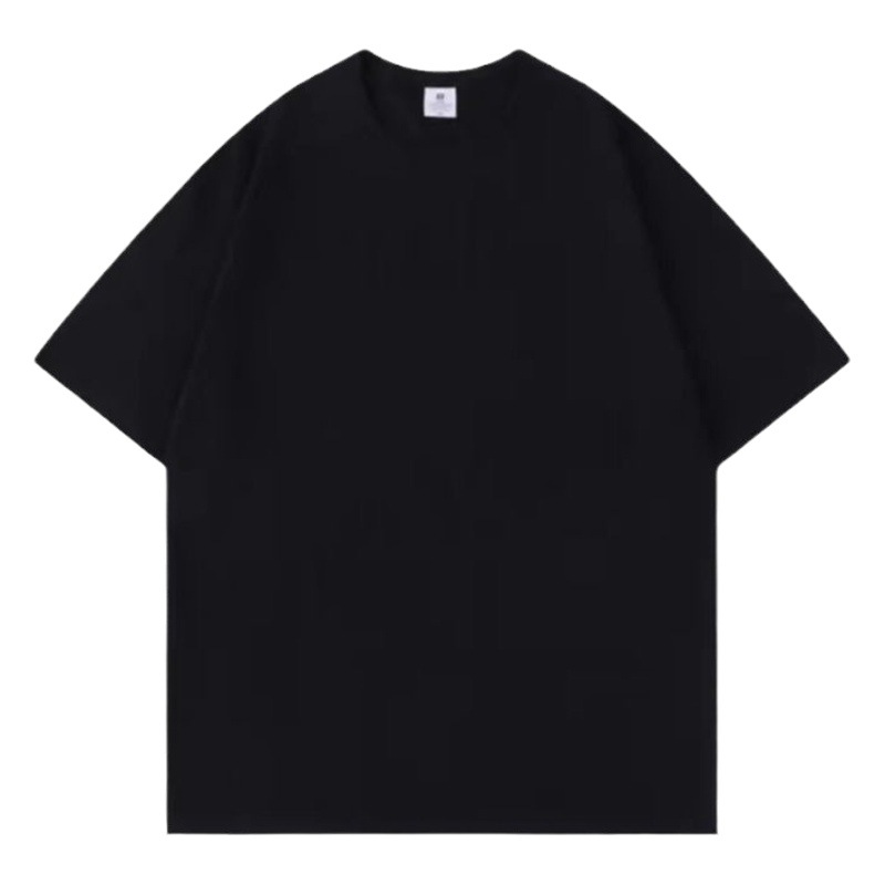 Taro púrpura 260g algodón pesado manga corta gruesa opaca camiseta suelta escote pequeño camisa de fondo de media manga de color sólido para hombres