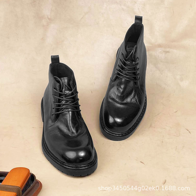 Manufacturer's agency boot boots male Italian Malpi Desert Boots solid high -top high -bottomed large scalp shoes and horses