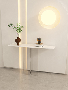 Entrance Door Opposition Rock Board Porch Table Acrylic Suspension Light Luxury New Chinese Style Silent Style Decorative Cabinet Flower Rack