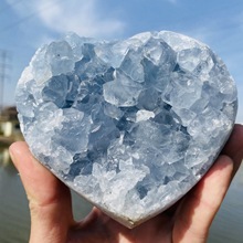 天然天青石蓝晶洞蓝水晶簇聚宝盆心形蛋形矿物标本多款