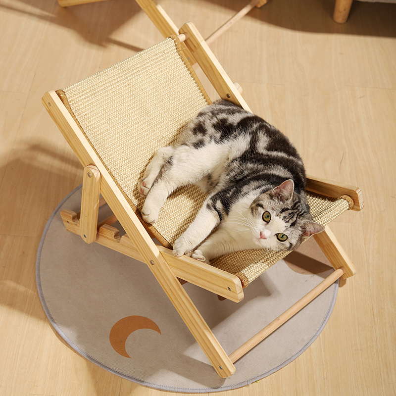 Cama para Gatos con Marco de Escalada Ajustable, Apta para Todas las Estaciones, Resistente a los Arañazos, Antideslizante, Silla de Playa, Rascador de Sisal y Nido en Uno.