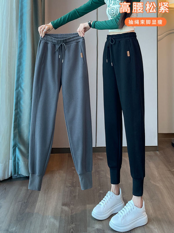 运动裤女春秋款裤子休闲卫裤女2025新款宽松束脚哈伦萝卜女裤|undefined