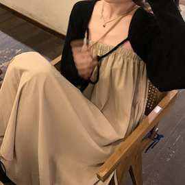 柔风别致连衣裙夏两单件套装设计感小众裙子一肩抹胸吊带长裙厂家