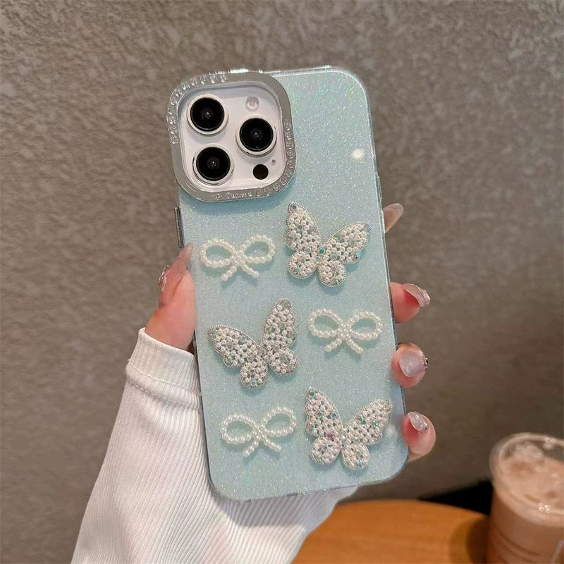 Чехол для телефона (Apple) iPhone 11–17 серии, 3D‑бантик, противоударная защита