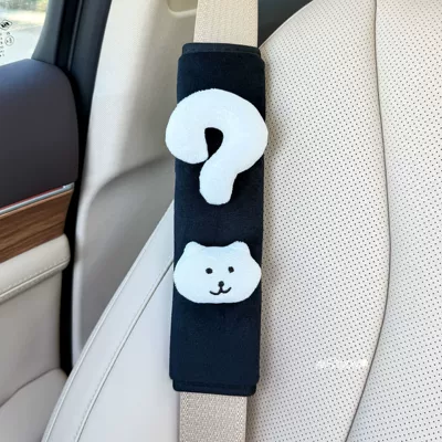 Seatbelt Shoulder Pads for Couples, Sürətlər qutusu və əl tormozu başlıqları - shoulder-pads-black-plush-question-mark-bear-single