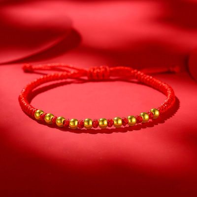 Perfect gold Transfer bead Bracelet Natal red string Passepartout 999 Sufficient gold Hand string men and women Hand rope