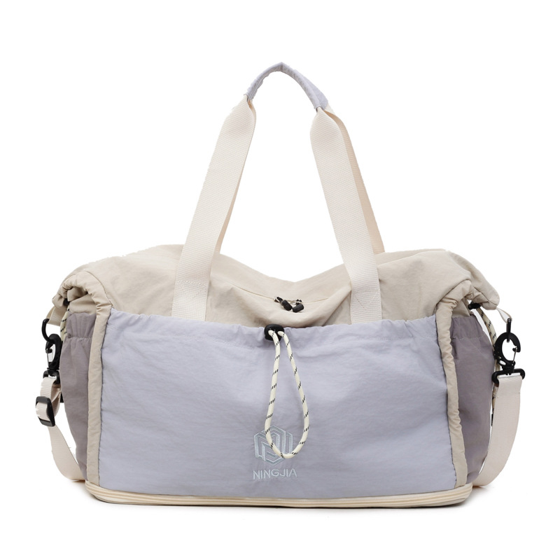 Bolsa de viaje corto, bolsa de fitness ligera transpirable para mujeres, separación seca y húmeda, movimiento de gran capacidad, mochila de hombro.