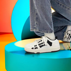 Couple's Shoes Skateboard National Trend Bone Design Niche Breathable White Sneakers Fashion Matchable Student Men's Skate Shoes