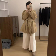 2024秋冬新款韩版高端立领双面羊绒大衣女中长款小个子羊毛呢外套