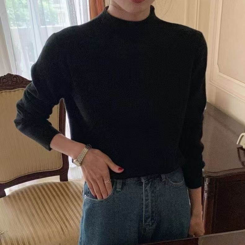 Pesado pesado de doble cara de terciopelo delgado en una camiseta de terciopelo calentador y camiseta de cuello alto de terciopelo de manga larga camiseta de mujer