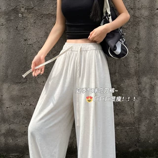 白色亚麻弯刀裤女2026新款夏季薄款气球裤宽松慵懒棉麻山本阔腿裤