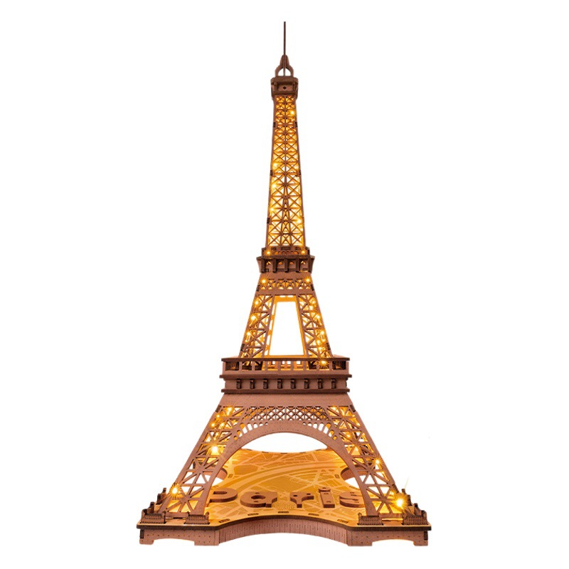 Ruolai creación colección Torre Eiffel de madera 3D rompecabezas 3D DIY bloques de construcción de juguete de montaje modelo de construcción de la casa