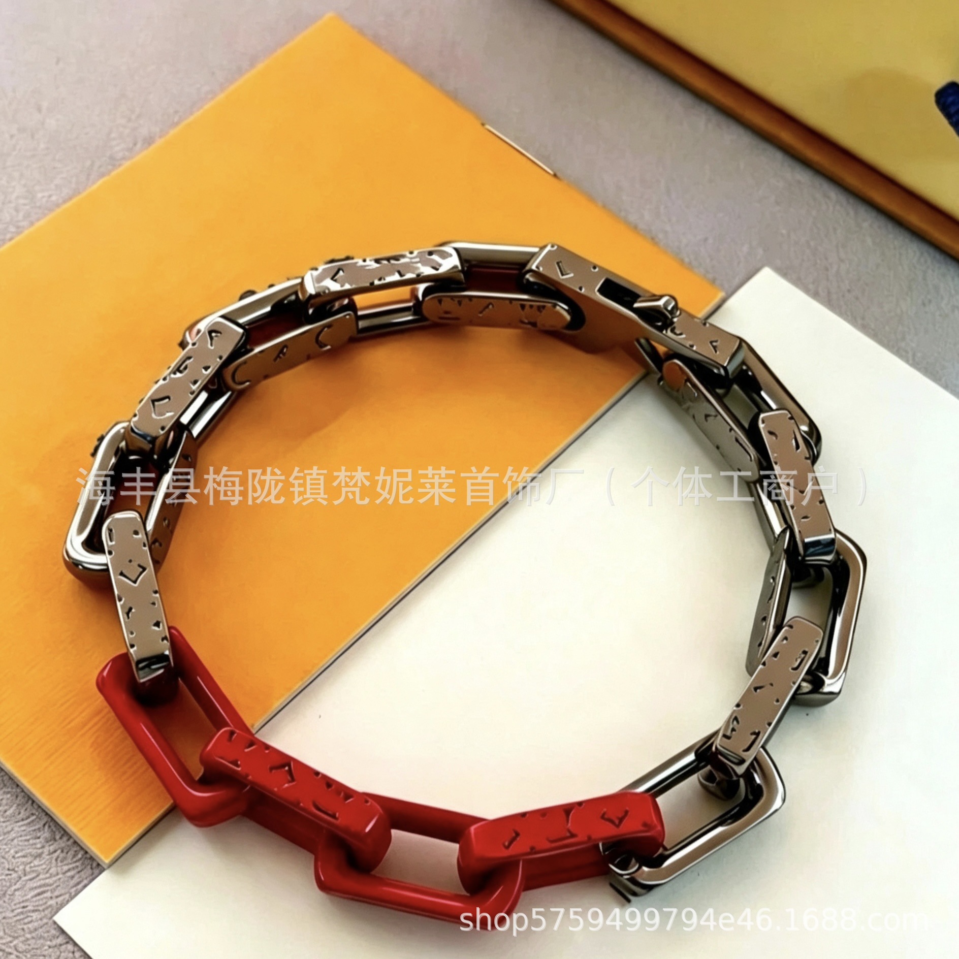 대나무 레드 팔찌 21cm