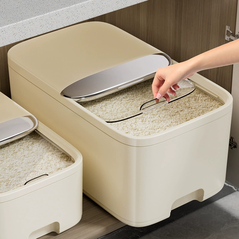 Контейнер для хранения риса для домашнего использования, герметичный, защищенный от насекомых и влаги, пищевой, для муки и корма для кошек, новая модель 2025 года.