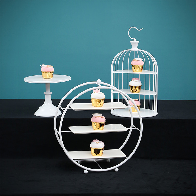 Decoración DE LA MESA de postre de estilo europeo soporte de exhibición traje comida fría té descanso Mesa donut plato de fruta pastel postre estante image 15
