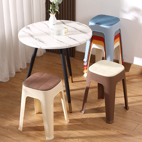 New imitation leather household thick and sturdy plastic stool living room dining room room spare high stool storage minimalist