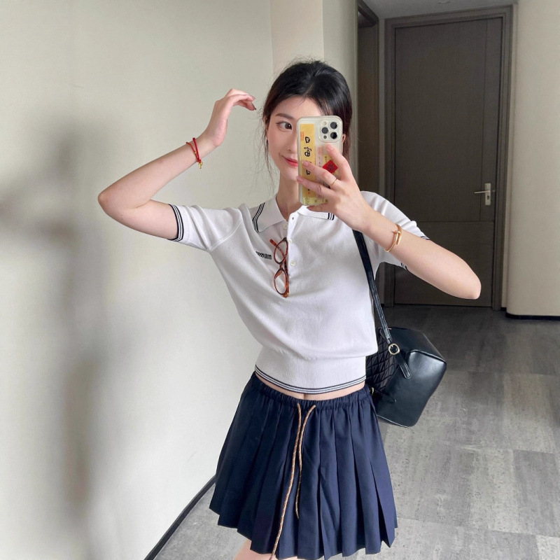 mm家25ss春夏新款减龄少女polo领设计针织上衣时尚百搭|undefined