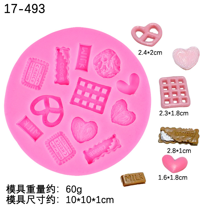 Mini simulación galleta crema de chocolate pan amor queso forma silicona molde fondant Decoración