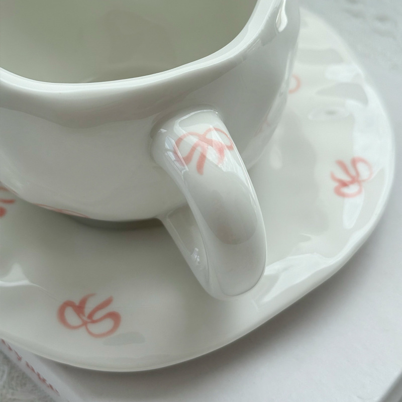跨境专供 手捏不规则陶瓷咖啡杯碟 下午茶拿铁杯高颜值早餐马克杯|undefined