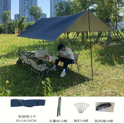 Avtomobil yan çətirləri – Large Canopy Uv Protection - black-33-meters-silver-plastic-fabric