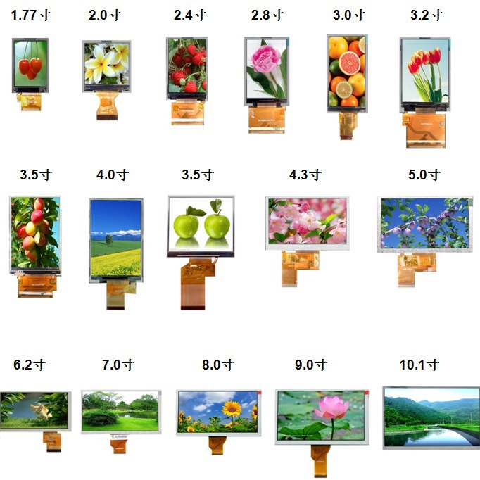 中小尺寸2.4/2.8/3.2/3.5/4.3/5/7寸液晶显示屏 带电阻电容TP触摸