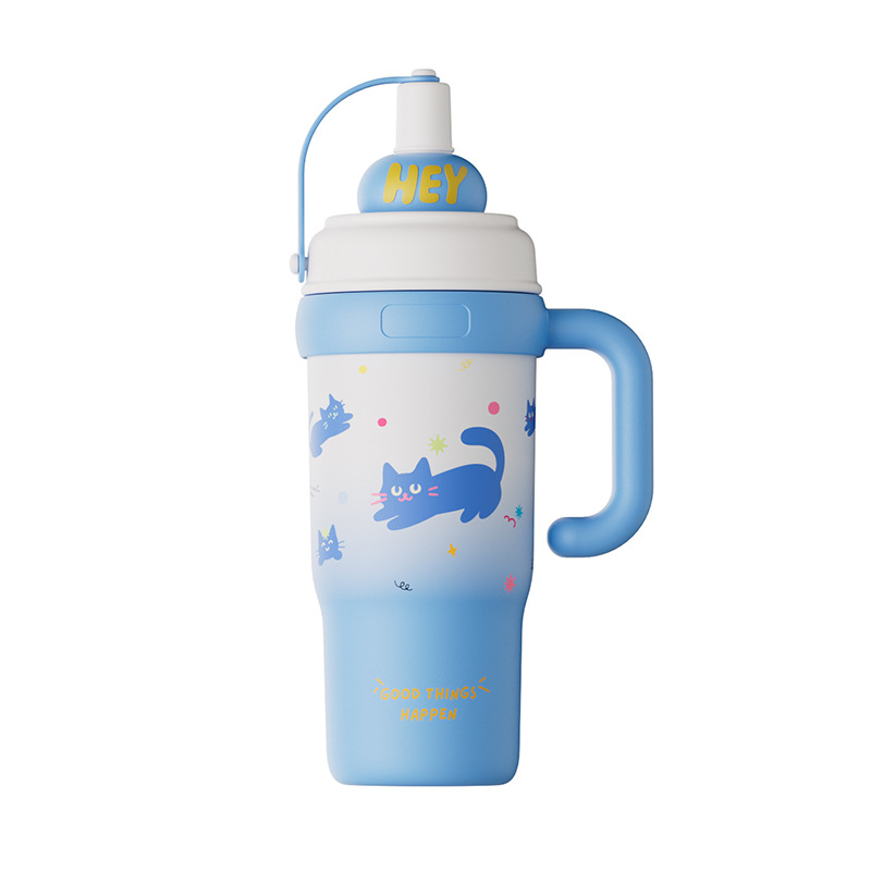 Taza de aislamiento de paja de impresión 3D de alto valor facial, taza de aislamiento de hielo a prueba de fugas para estudiantes de oficina en el hogar de gran capacidad
