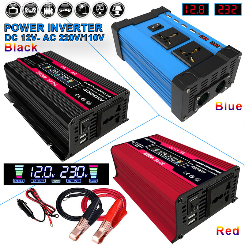 Cross-border inverter 300W12V to 220V110V intelligent color display dual USB4.2A fast charge converter