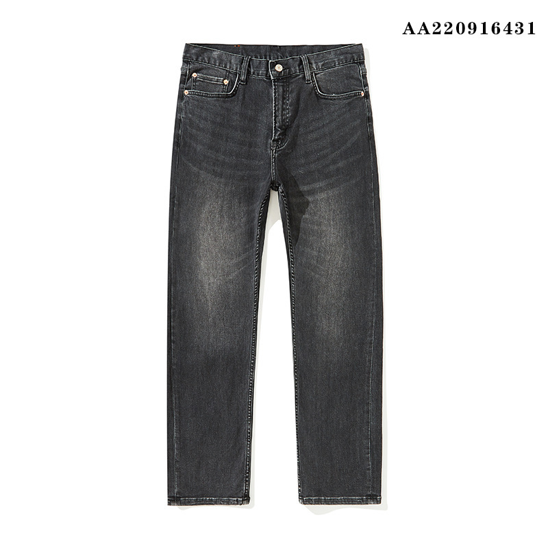 2025 New Autum Loose Straight-Leg Medium-Elastic Soft Casual Business Middle-Aged Black Gray Washed Jeans for Men