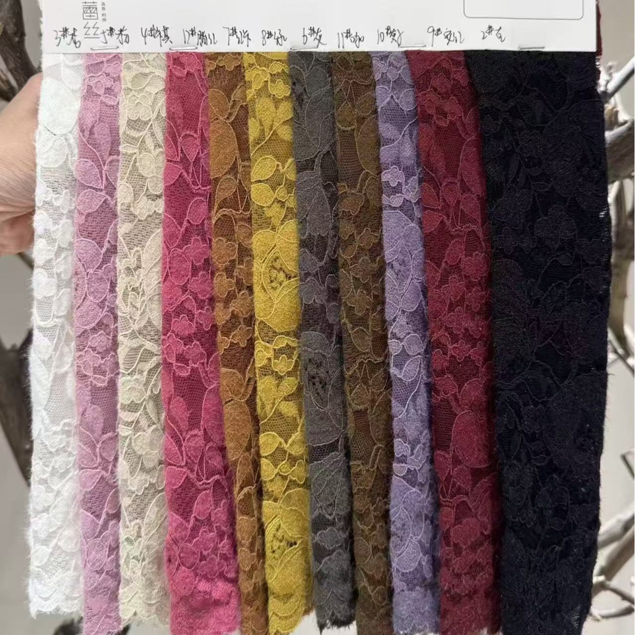 高弹经编带毛锦氨蕾丝面料 女装9542#