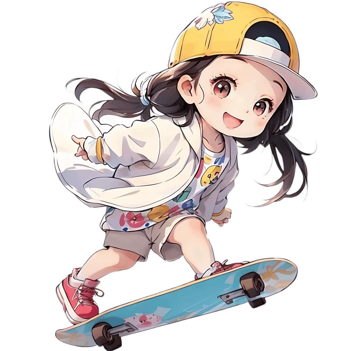 Скейтборд маленькая девочка с рисунком мультфильм наклейка автомобиля с электромобилем царапины кузова для украшения общежития водонепроницаемая наклейка