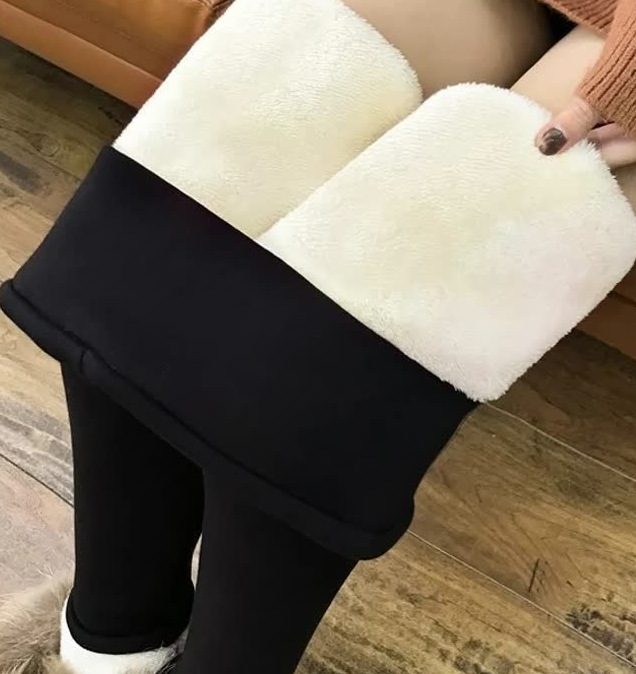 Women's Clothing Lambskin leggings outer wear plus velvet thickened mother warm small feet casual pants large size pencil pants_voghion.com
