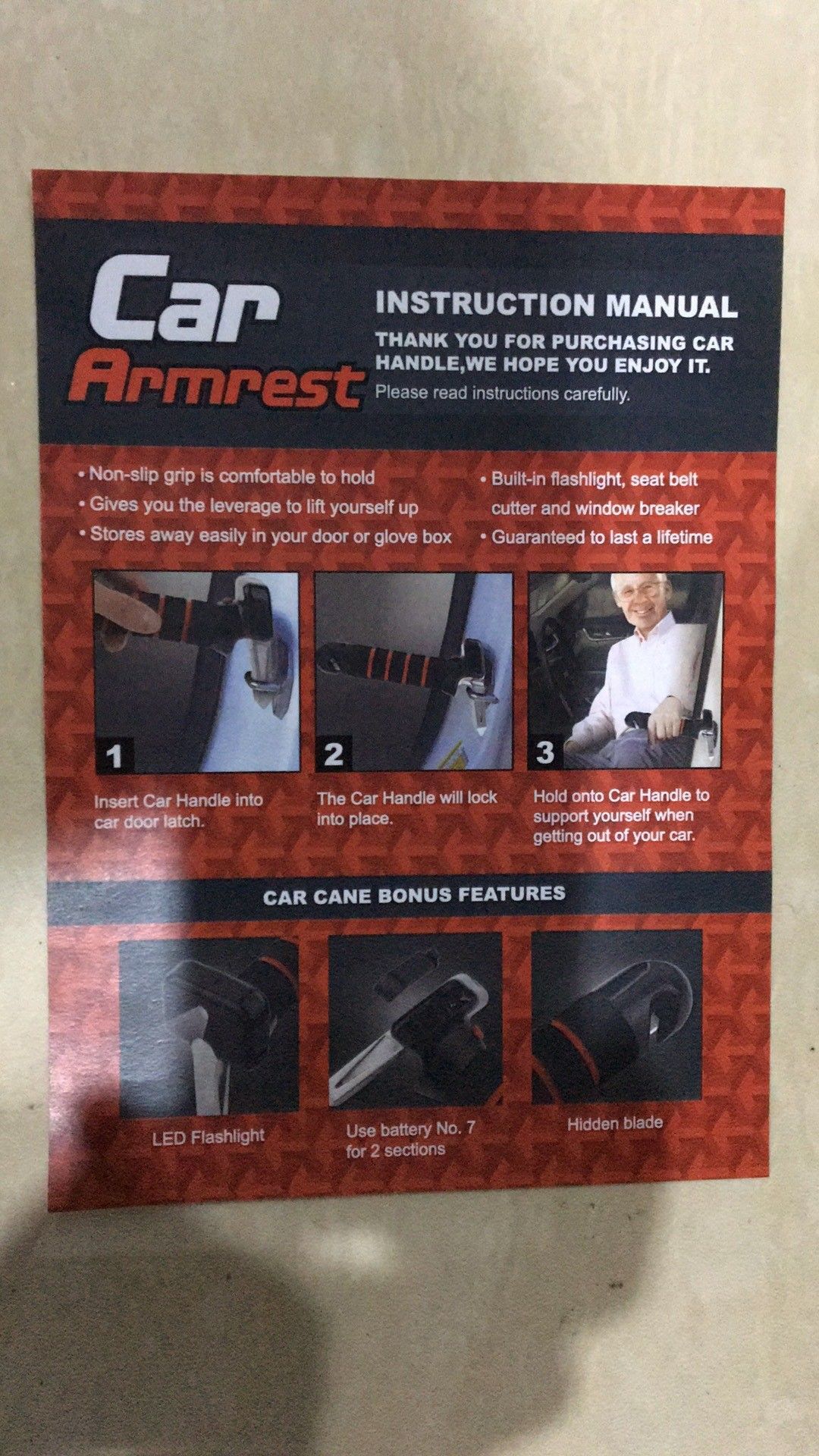 Cross-border car door armrest for the elderly portable door auxiliary handle multifunctional safety hammer escape hammer wholesale
