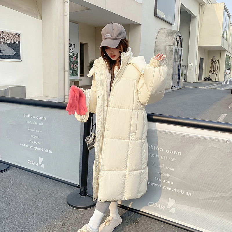 Invierno de nuevo estilo coreano engrosado y suelto con capuzas sobre la rodilla calentamiento de la ropa de pan de algodón