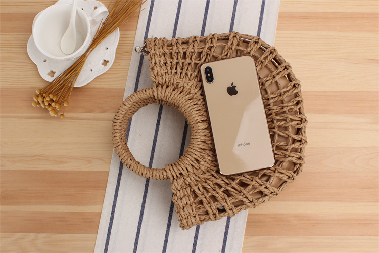Women's Small Straw Solid Color Fashion Hollow Out Shell String Crossbody Bag display picture 5