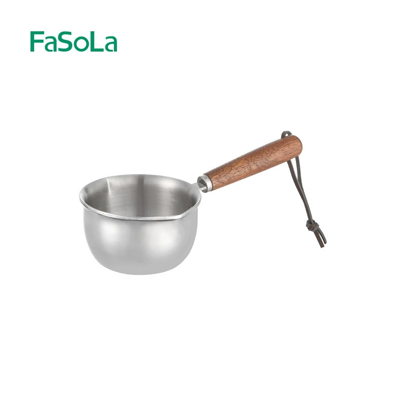 FaSoLa Бытовая кастрюля из нержавеющей стали для разбрызгивания масла, кухонная кастрюля с деревянной ручкой, с защитой от ожогов, трехслойная утолщенная кастрюля для стекания масла