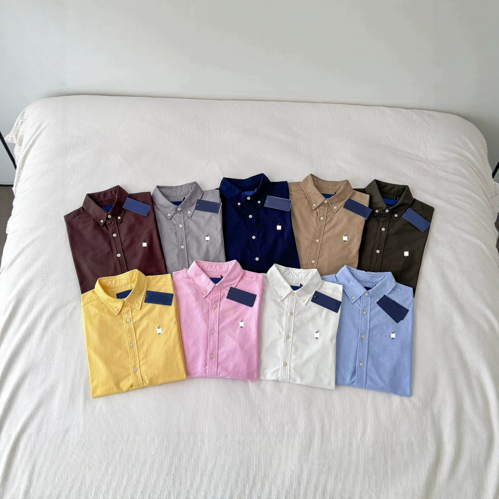 Scannable code confirms top quality [Solid color Oxford shirt] RL Ralph Lauren embroidered logo classic pure cotton original factory product
