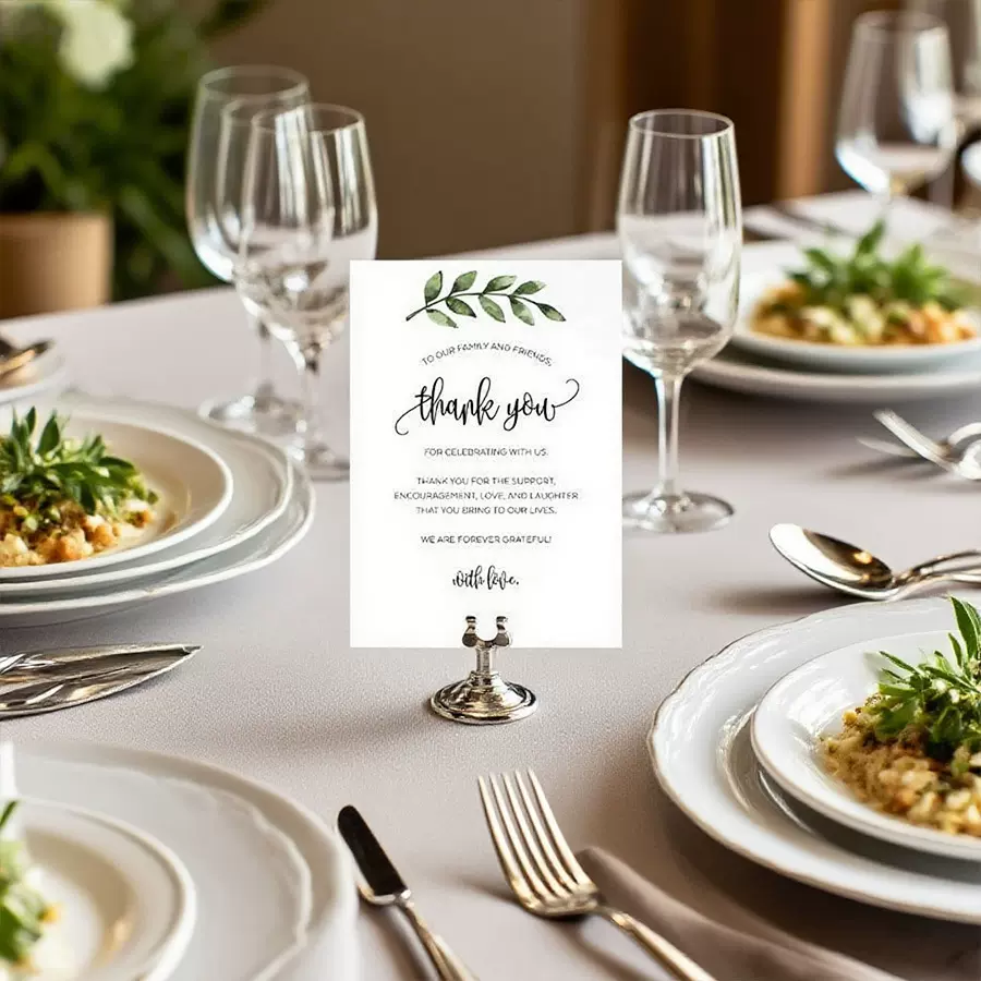 森系绿叶花体字手写可改席位卡复古婚礼露台派对氛围立牌现货速发