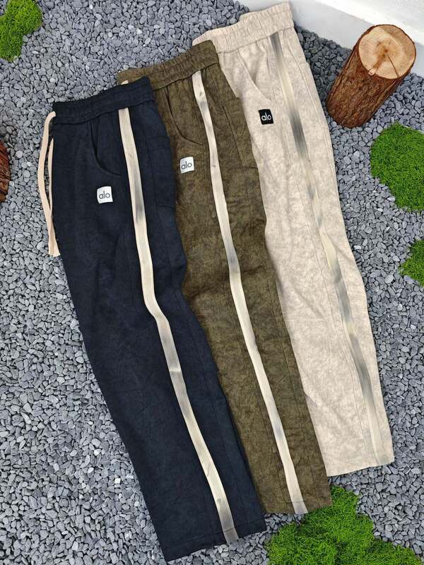 25FW跨境高品ALO秋季新品 设计款拼接织带休闲阔腿脏脏裤男女|undefined