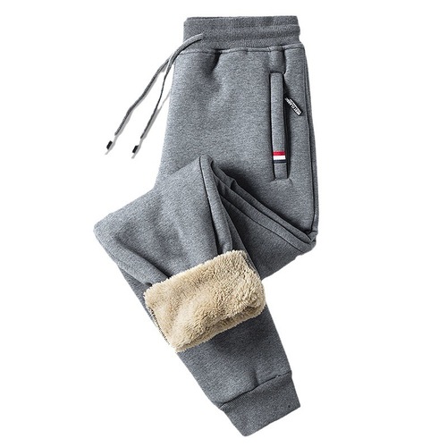 Men's Wool Fleece Casual Sports Pants, Solid Color, Warm and Loose Long Wool Fleece Warm Pajama Pants