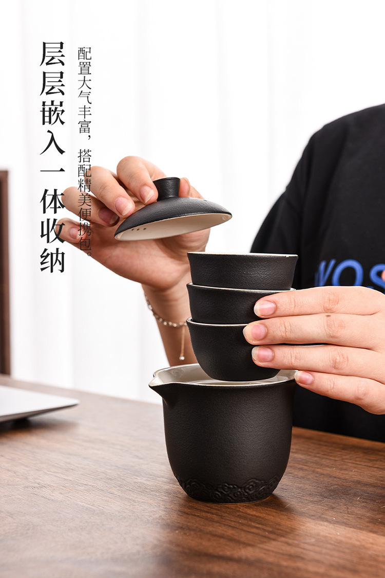 厂家旅行茶具快客杯一壶三杯便携式盖碗小套户外功夫套装泡茶礼品详情4