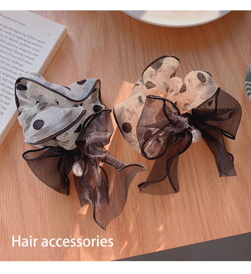 Silk Pearl Bow Bow Large Hair Tie Hair Rubber Band Hair Rope display picture 3