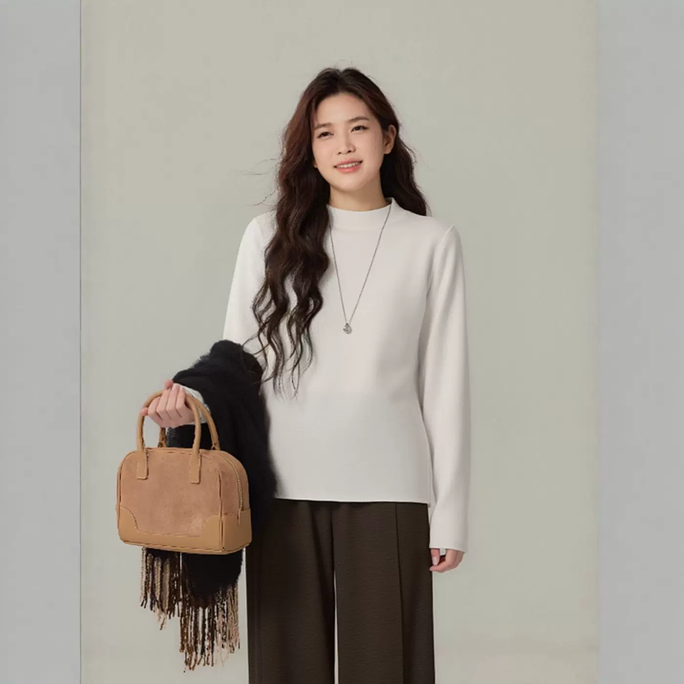 大码女装胖mm秋冬季200斤遮肚显瘦半高领内搭基础打底衫毛衣9188