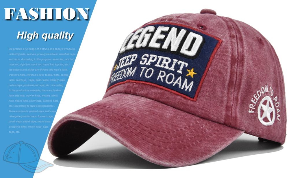 3D Sting LEGEND Baseball Geborduurde Duck Tongue Gewassen Oude Zonneklep Gebogen Dakrand Hoed_voghion.com