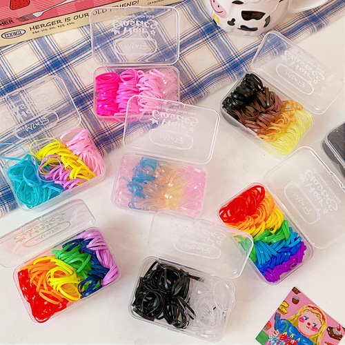 Japanese cute jelly color candy color hair rubber band boxed rubber band baby headband disposable rubber band