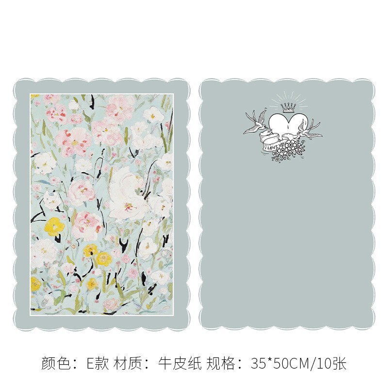 Venta al por mayor personalizado ramo de papel Kraft tienda de flores material de regalo floral pintura al óleo ciruela negro pasta flor papel de embalaje