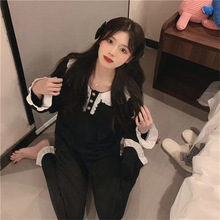 云朵棉新款ins甜美睡衣少女春秋长袖韩版简约冬季长裤家居服套装